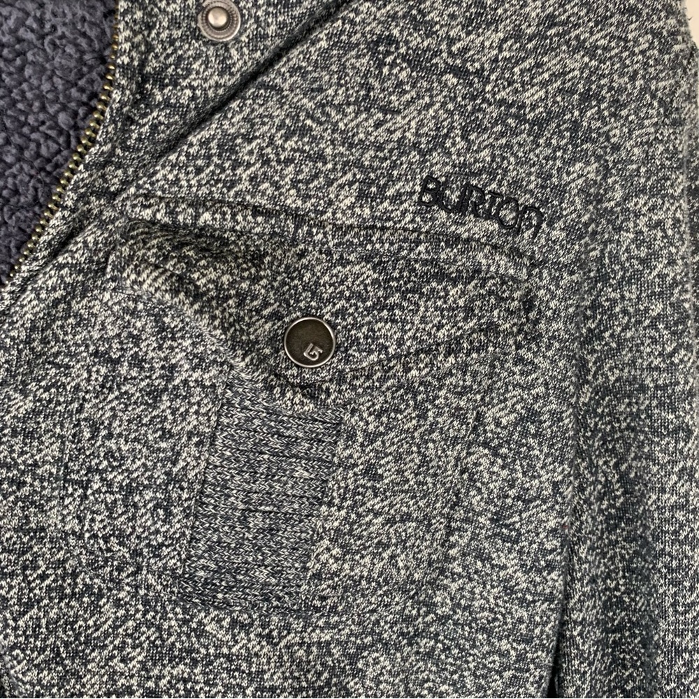 Burton Zip-Up Fleece Hoodie Sweatshirt Gray Medium Jacket Cozy Snowboarding - Picture 4 of 16